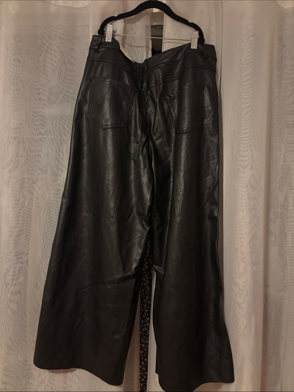 Max Studio Black Faux Leather Wide-Leg Pants - Picture 2 of 2